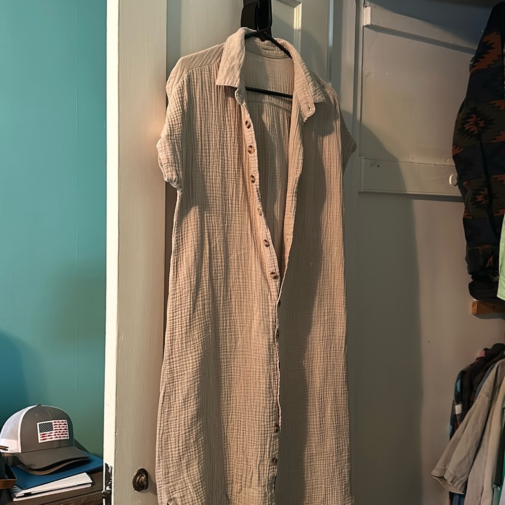 Super soft Midi to Full length taupe cover up